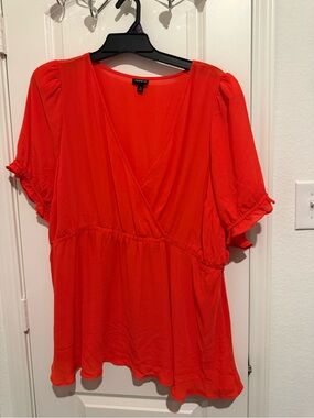torrid Bright Red V-Neck Peplum Blouse